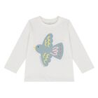 Younger Girls Ivory Bird Long Sleeve Top, 1, hi-res