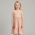 Girls Orange & Lilac Striped Dress, 1, hi-res
