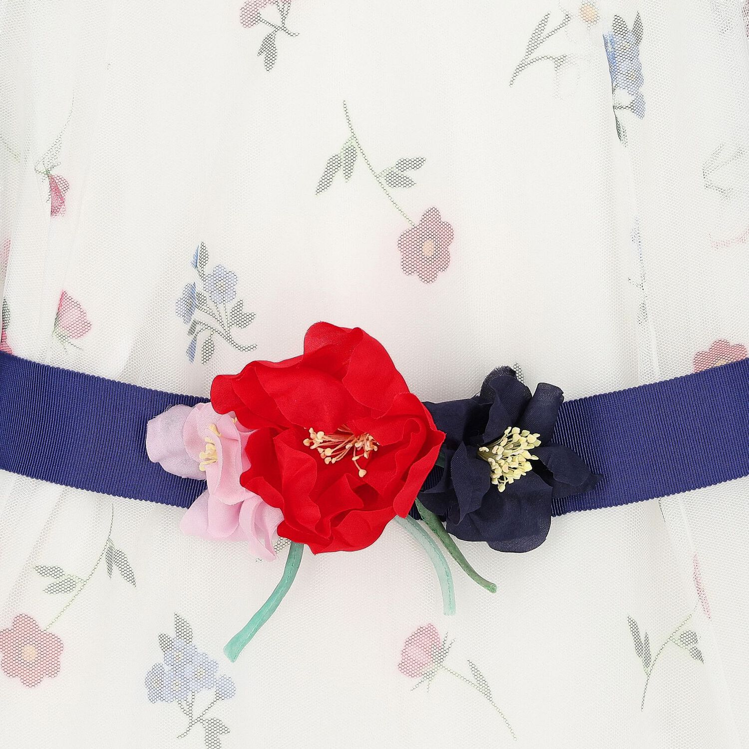 فستان بنات من التول باللون الابيض والزهرى, 1, hi-res