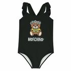 Girls Black Logo Teddy Swimsuit, 2, hi-res