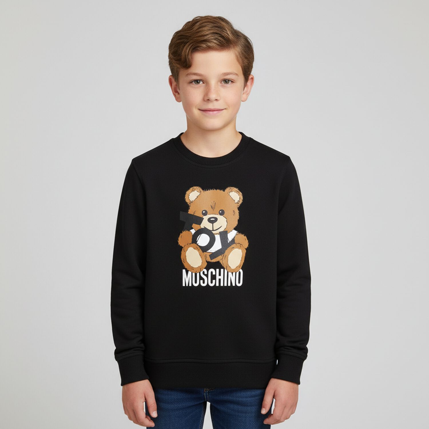 Black Teddy Bear Logo Sweatshirt, 1, hi-res