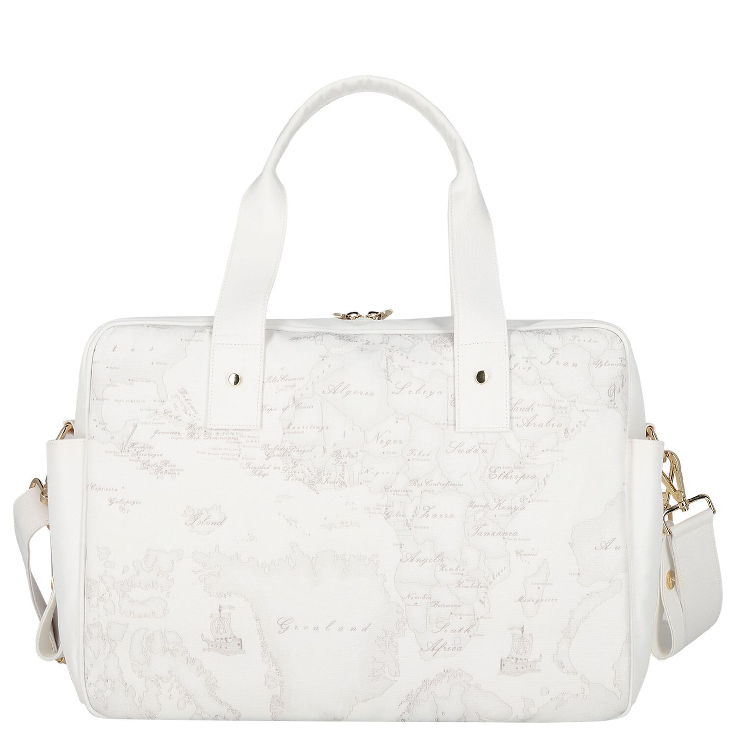 White Geo Map Baby Changing Bag, 3, hi-res