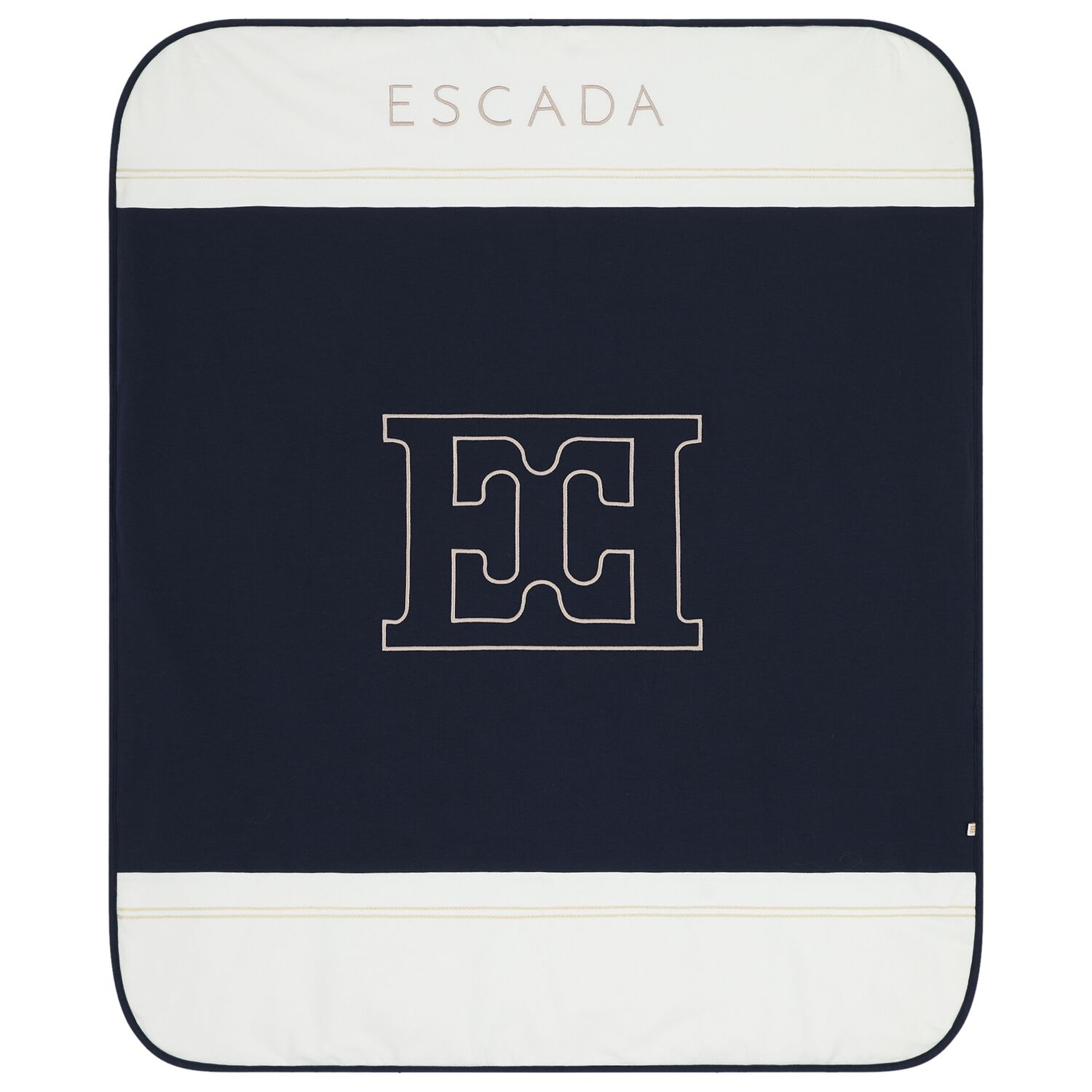 Baby Boys White & Navy Blue Logo Blanket, 1, hi-res