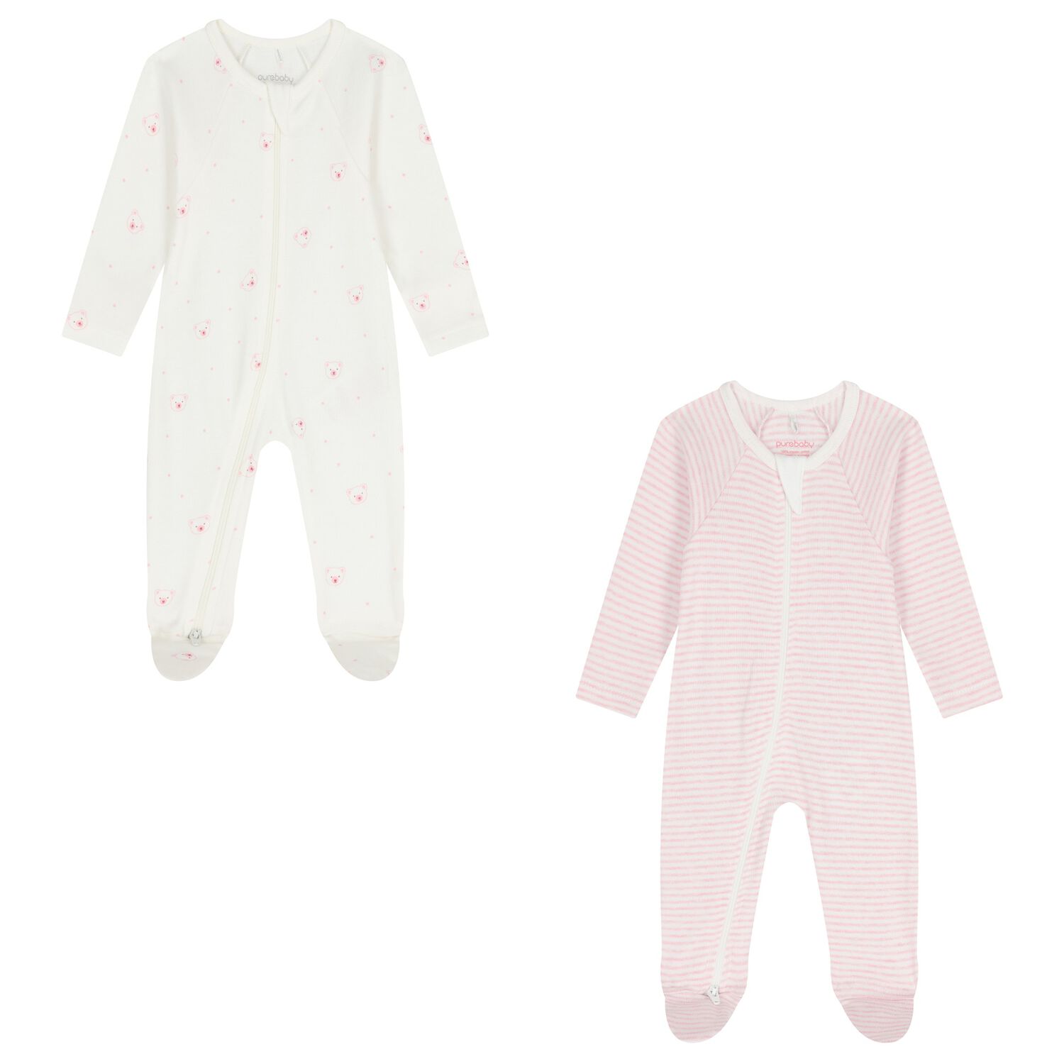 Baby Girls White & Pink Babygrows ( 2 Pack ), 5, hi-res image number null