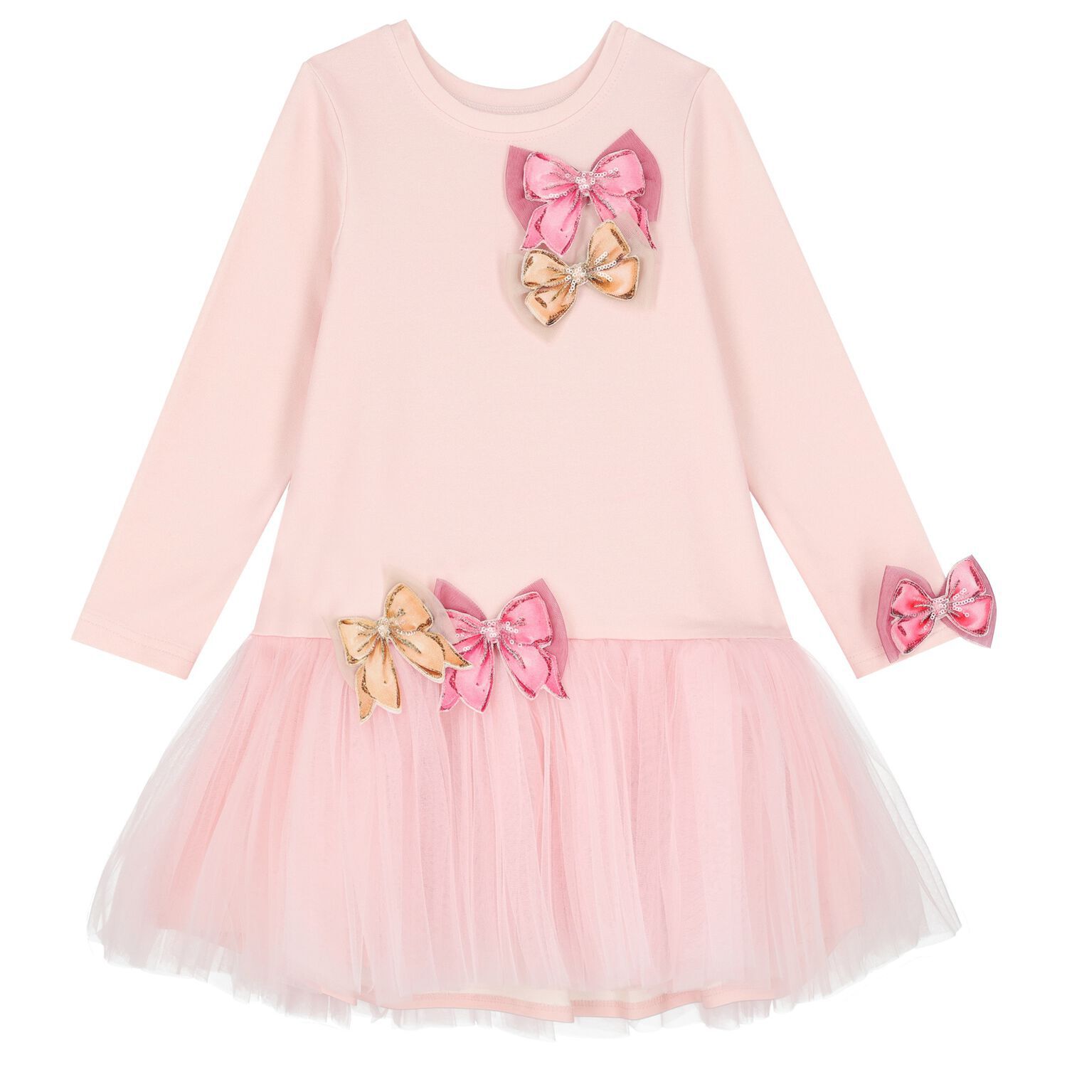 Girls Pink Bow Dress, 1, hi-res image number null