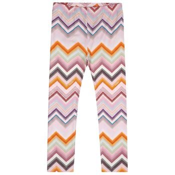 Girls Pink Zig Zag Leggings