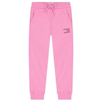 Girls Pink Embellished Logo Joggers