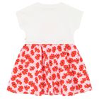 Girls White & Red Floral Dress, 1, hi-res