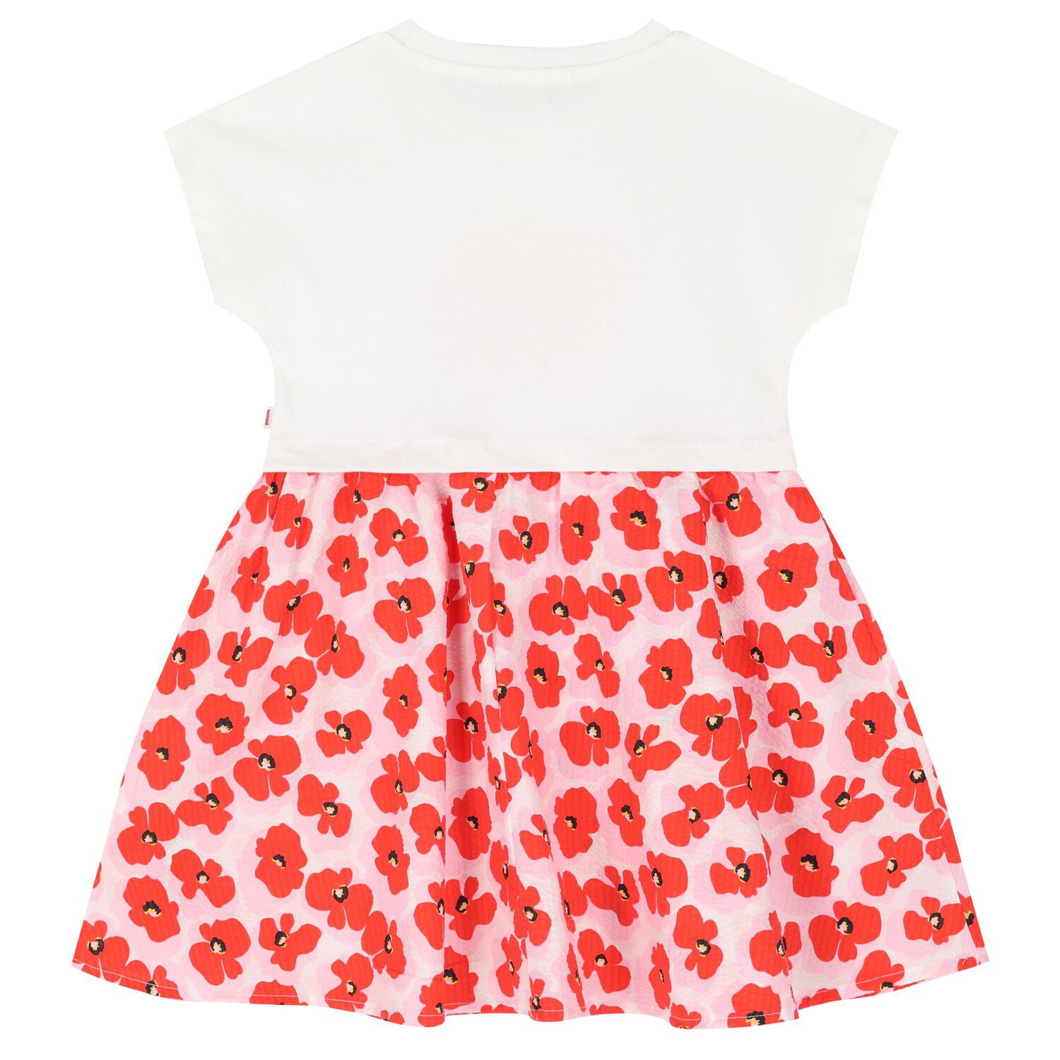 Girls White & Red Floral Dress, 1, hi-res
