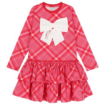 Girls Red & Pink Bow Dress