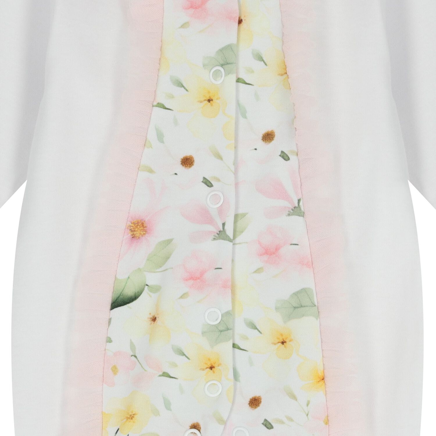 Baby Girls White Floral Babygrow, 1, hi-res