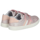 Girls Pink Glitter Logo Trainers, 2, hi-res