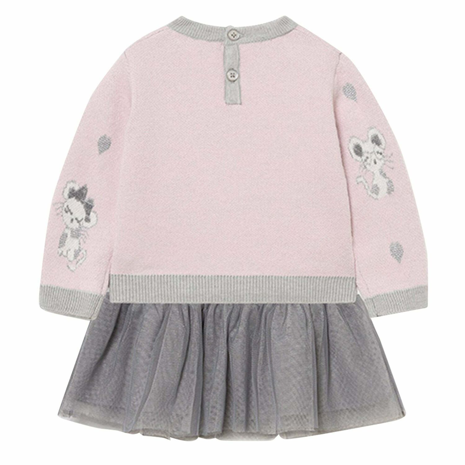  طقم فستان وسويترباللون الوردي والرمادي, 2, hi-res