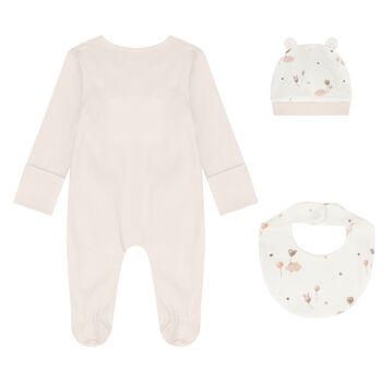 Baby Girls Ivory & Beige Babygrow Gift Set