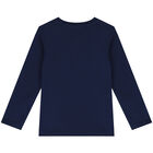 Girls Navy Blue Varsity Tiger Long Sleeve Top, 2, hi-res