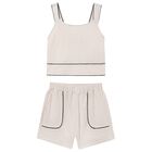 Girls Ivory Shorts Set, 1, hi-res