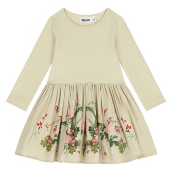 Younger Girls Beige Floral Dress