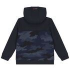 Boys Navy Camouflaged Zip Up Top, 1, hi-res