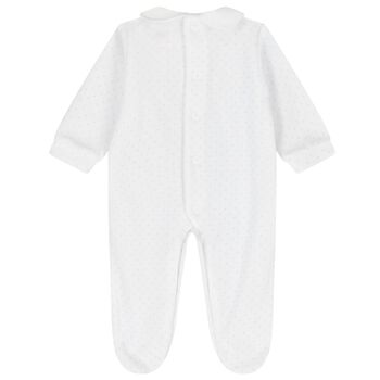 Baby Boys White Dot Babygrow