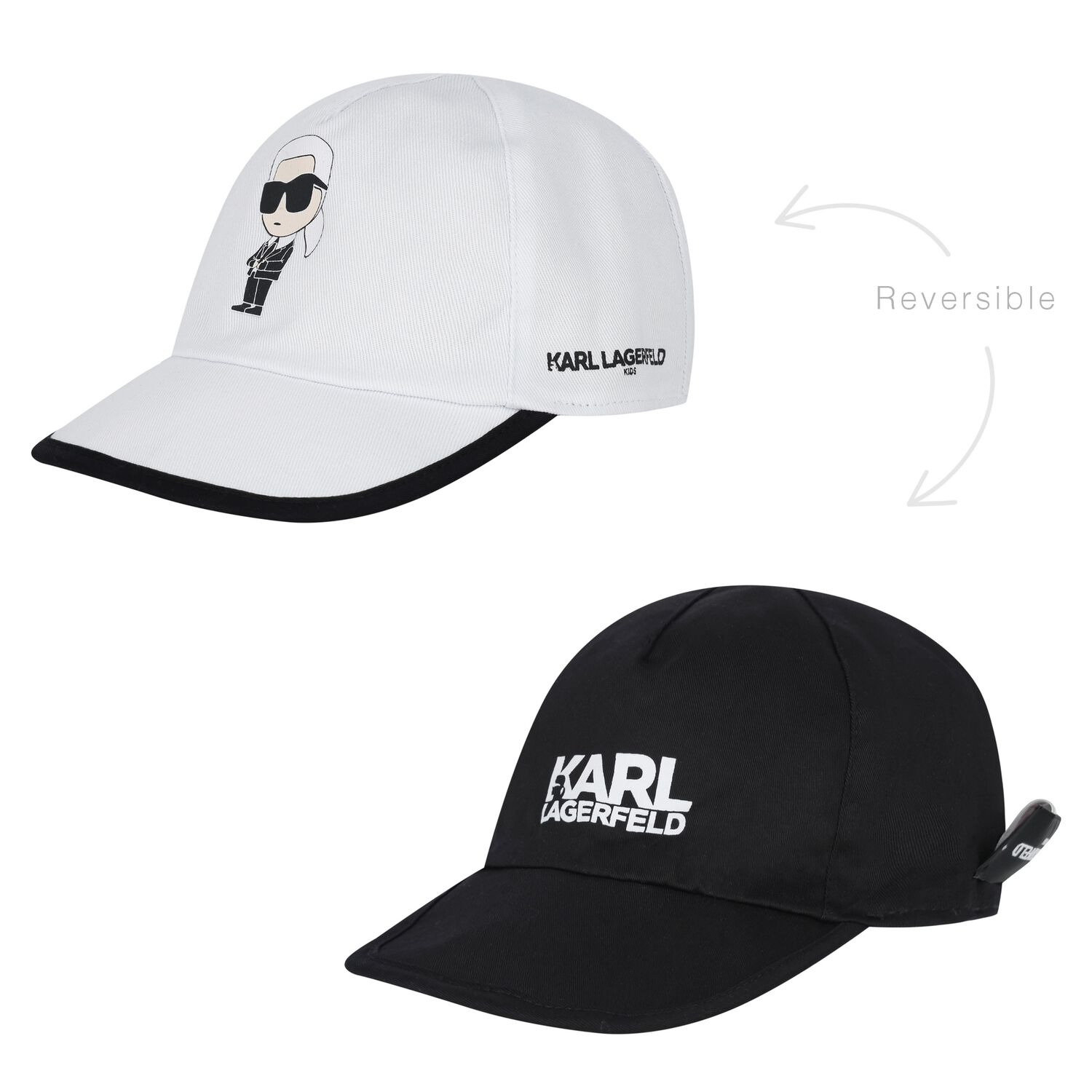 Baby Boys White & Black Logo Reversible Cap, 1, hi-res image number null