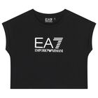 طقم شورت أسود بشعار للبنات, 1, hi-res