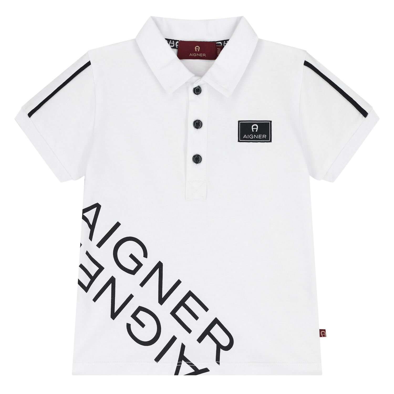 Younger Boys White Logo Polo Shirt, 1, hi-res image number null