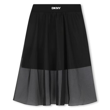 Girls Black Logo Mesh Skirt