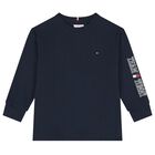 Boys Navy Blue Long Sleeve Top, 1, hi-res