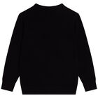Boys Black Logo Knitted Top, 1, hi-res
