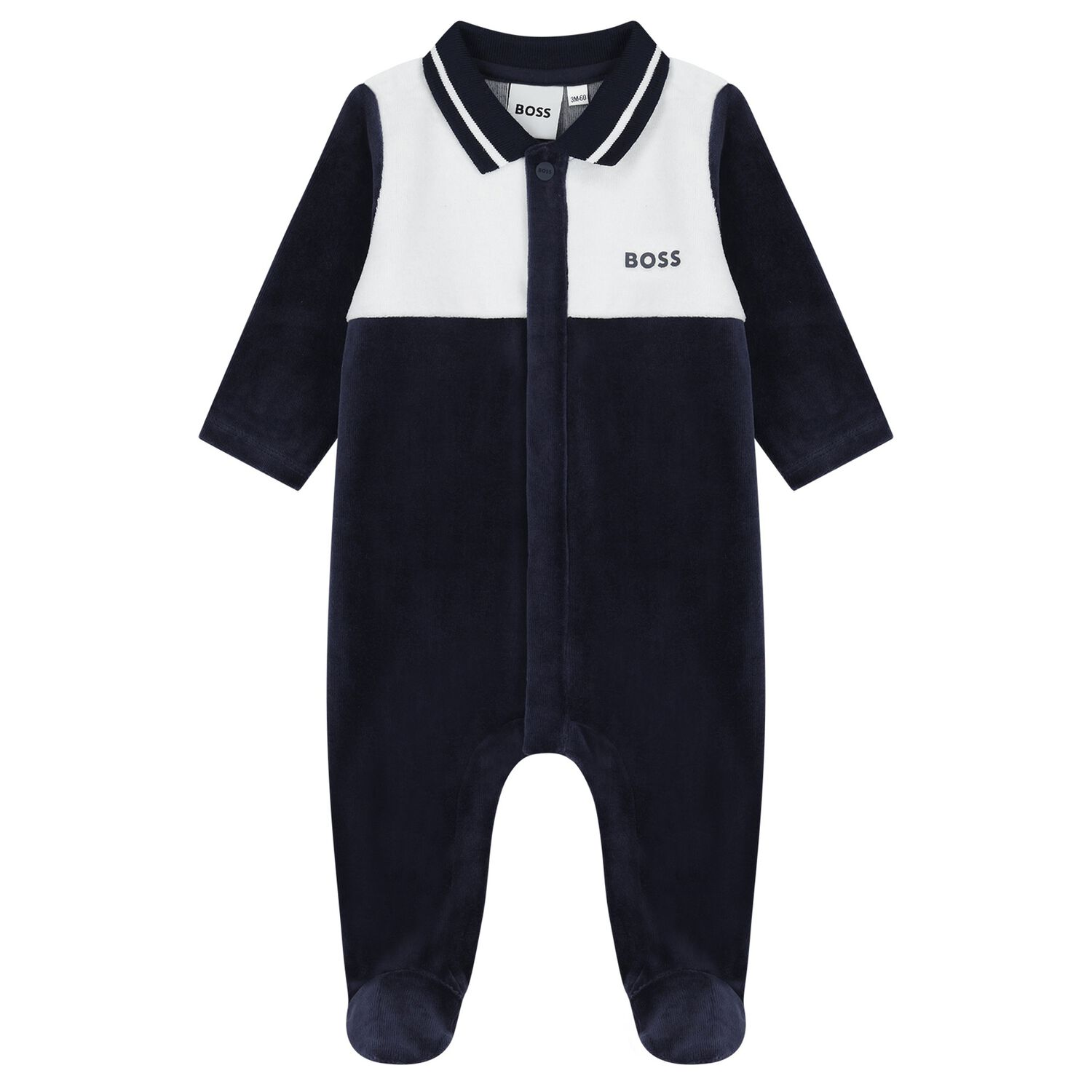 Baby Boys Navy Blue & White Logo Babygrow, 1, hi-res