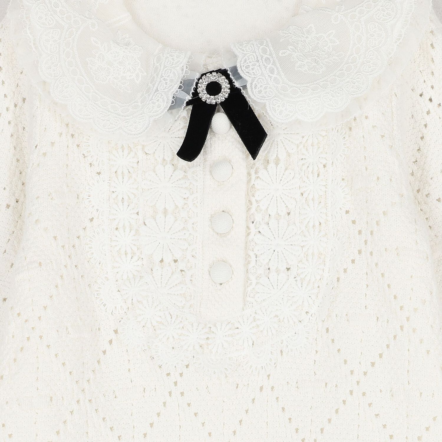 فستان زهري محبوك للبنات باللون الأبيض, 1, hi-res