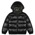 Boys Black Logo Puffer Jacket, 1, hi-res