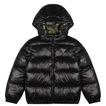 Boys Black Logo Puffer Jacket
