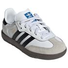 Younger White & Black Logo Samba Trainers, 1, hi-res
