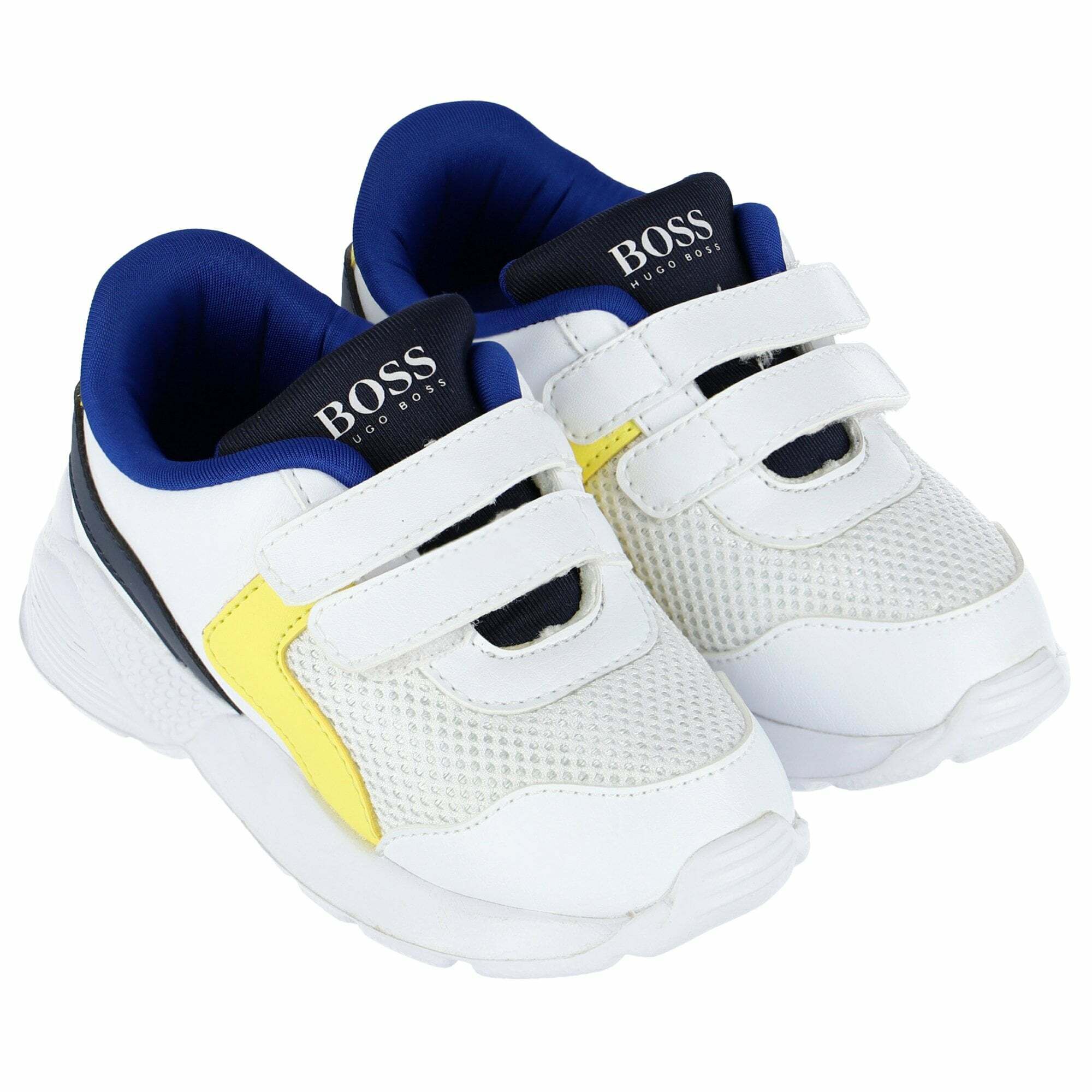 BOSS Younger Boys White Velcro Trainers Junior Couture QA
