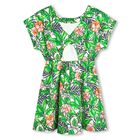 Girls Green Floral Dress, 1, hi-res