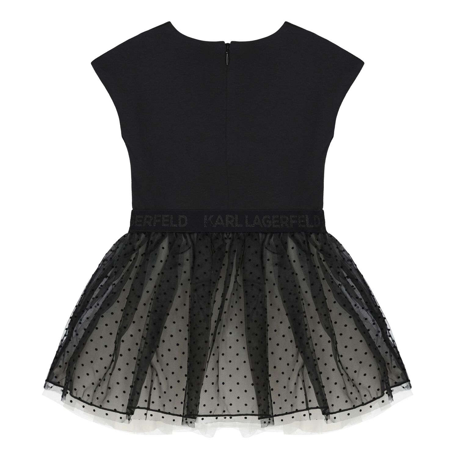 Younger Girls Black Ikonik Choupette Tulle Dress, 1, hi-res