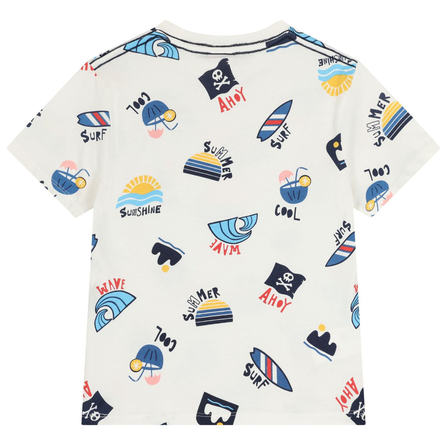 Boys Ivory Striped Pocket T-Shirt, 1, hi-res