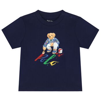 Baby Boys Navy Blue Polo Bear T-Shirt