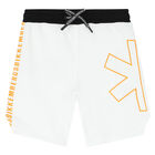 Boys White Logo Shorts, 1, hi-res