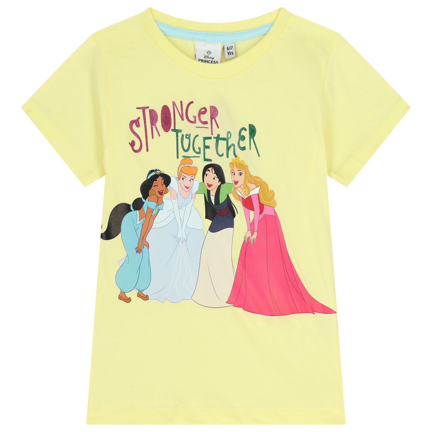 Girls Yellow & Blue Disney Princess Pyjamas, 1, hi-res