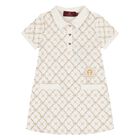 فستان بولو بنات بالشعار باللون العاجي, 1, hi-res