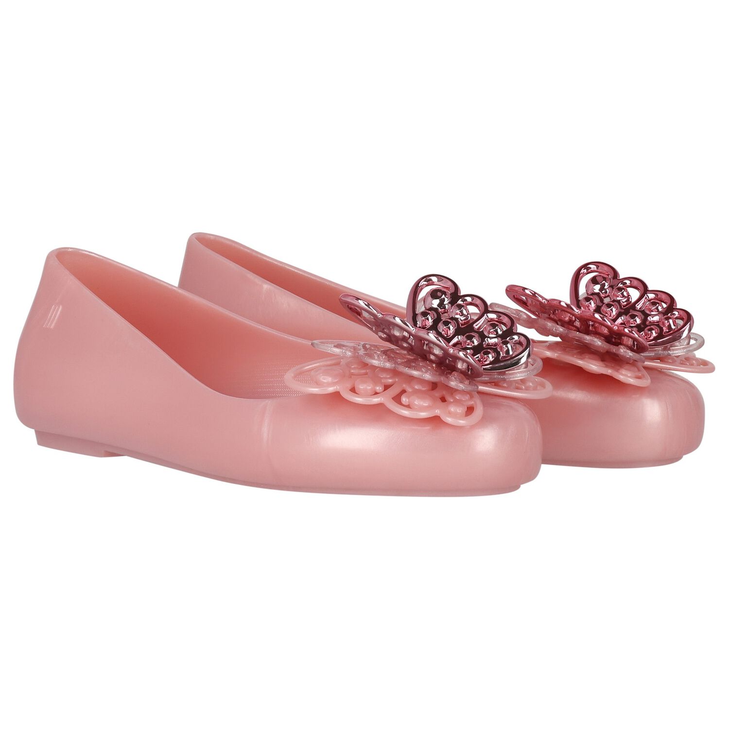 Girls Pink Butterfly Jelly Shoes, 1, hi-res image number null