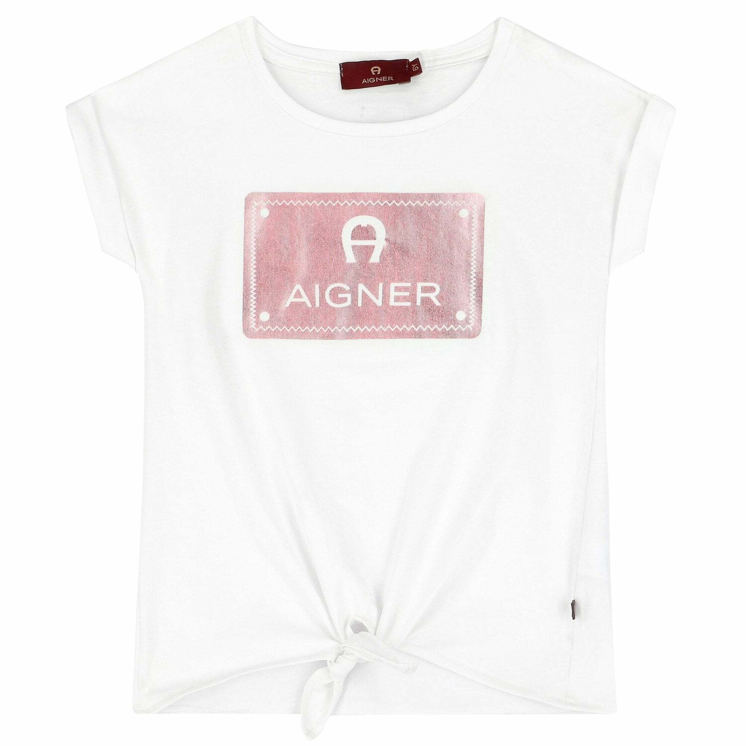 Girls White & Rose Gold Logo T-Shirt, 1, hi-res image number null