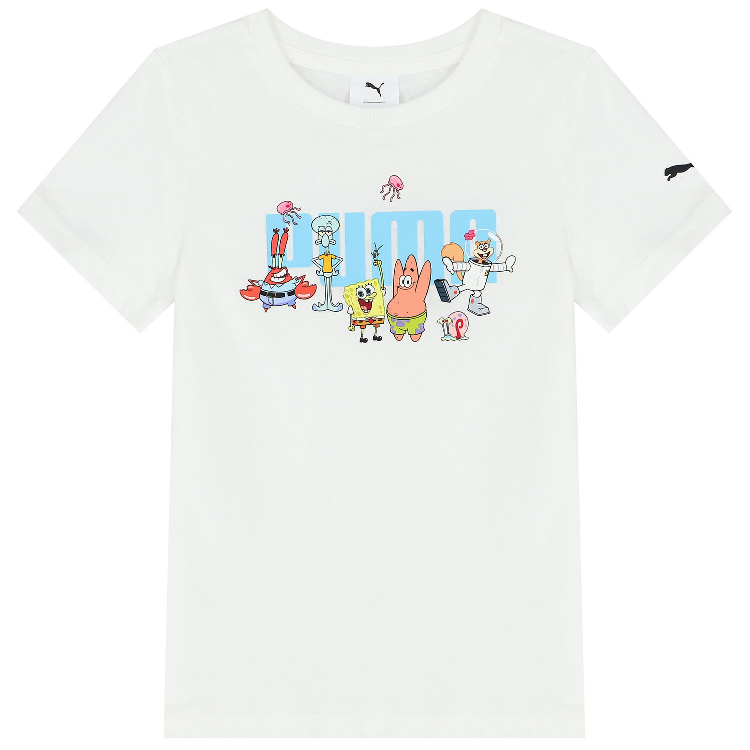 طقم شورت بطبعة سبونجبوب بالشعار باللون الأبيض والأسود, 1, hi-res