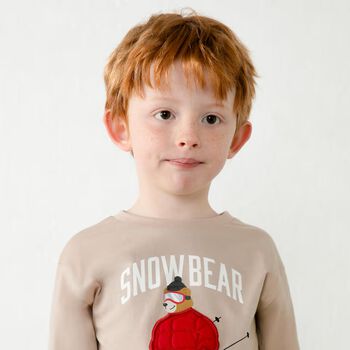 Boys Beige Snow Bear Long Sleeve Top