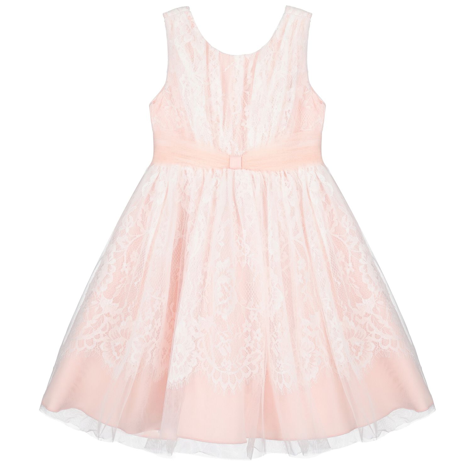 Girls Pink & White Lace Dress, 1, hi-res