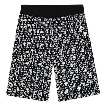 Boys Black & White Logo Shorts