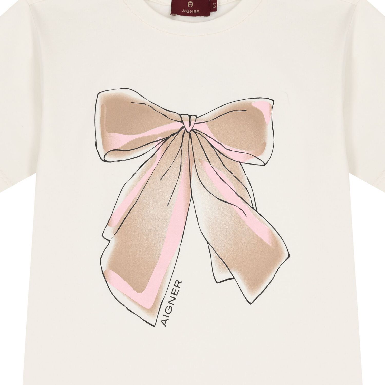 Girls Ivory Bow T-Shirt, 1, hi-res