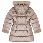 Girls Metallic Pink Puffer Coat, 1, hi-res